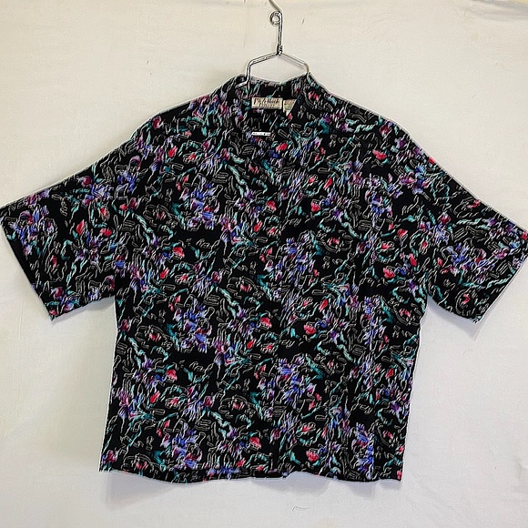 Jos. A. Bank Tops - Jos. A. Bank Black Multicolour Silk Blouse